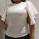 Blusa Rib Manga Bolero Popelina Plus