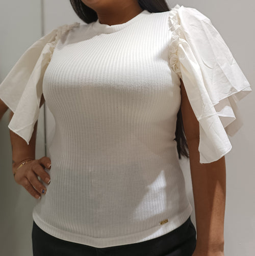 Blusa Rib Manga Bolero Popelina Plus