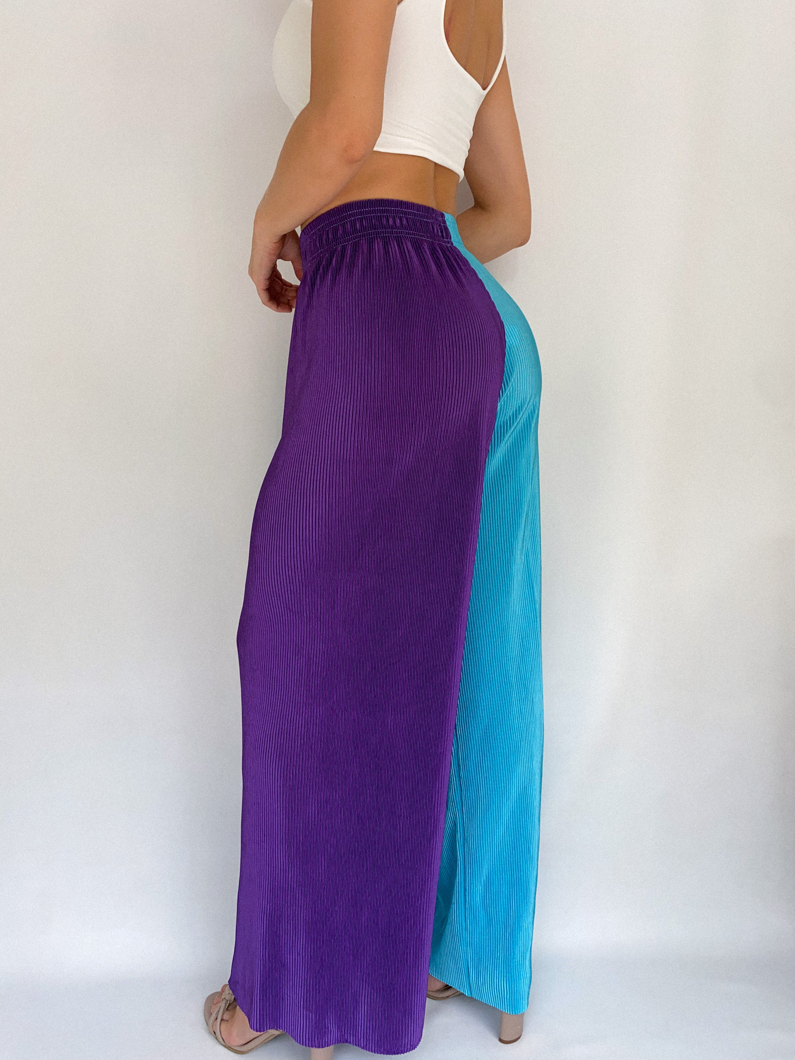 Pantalon Combinado Plizado