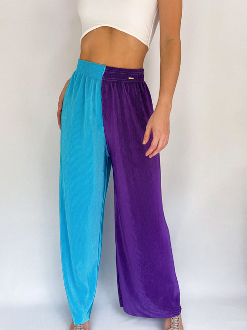 Pantalon Combinado Plizado