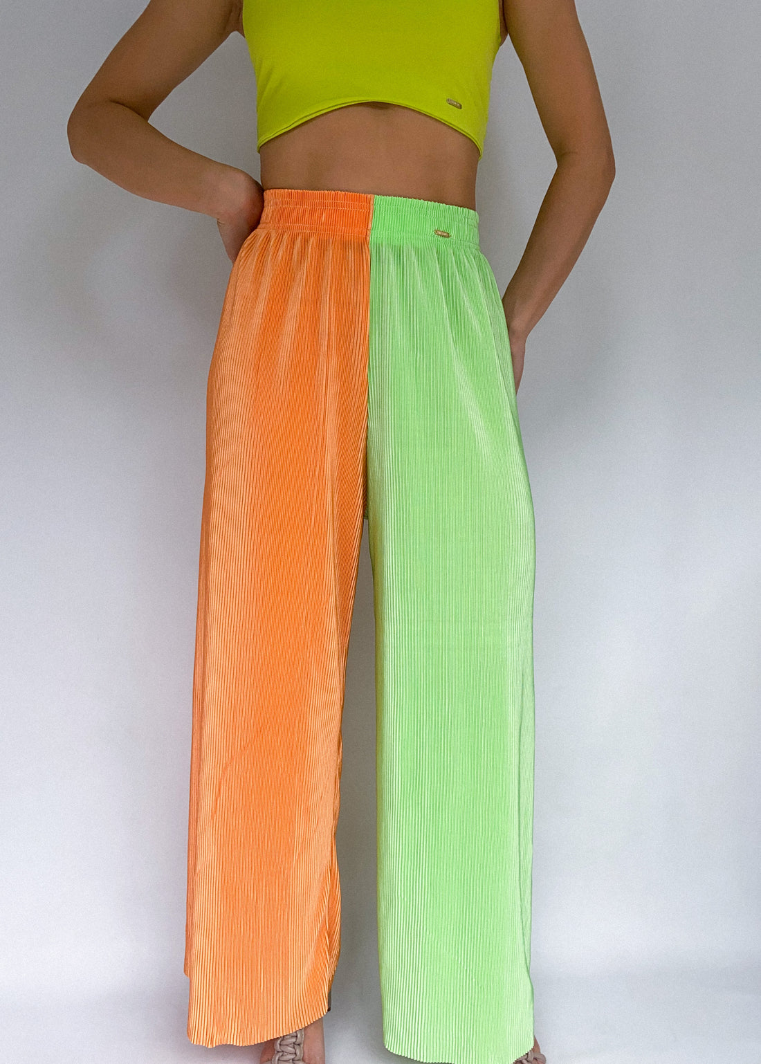 Pantalon Combinado Plizado