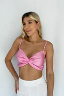Croptop Tiras Anudado Plizado