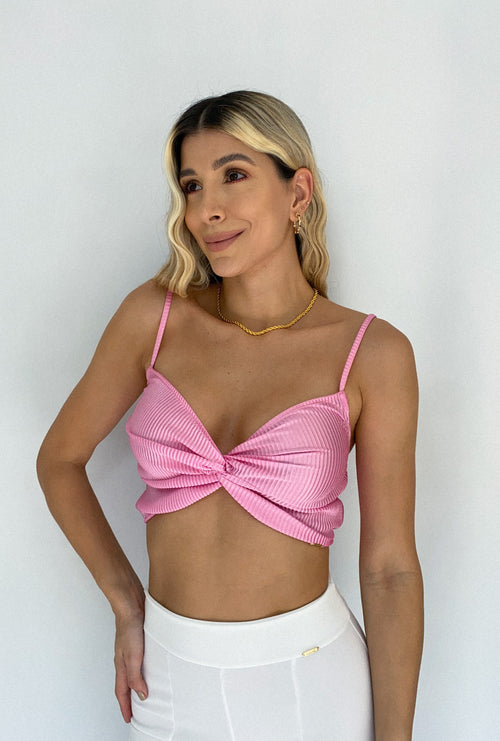 Croptop Tiras Anudado Plizado