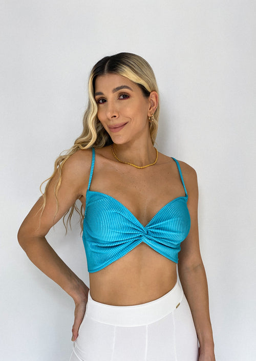 Croptop Tiras Anudado Plizado