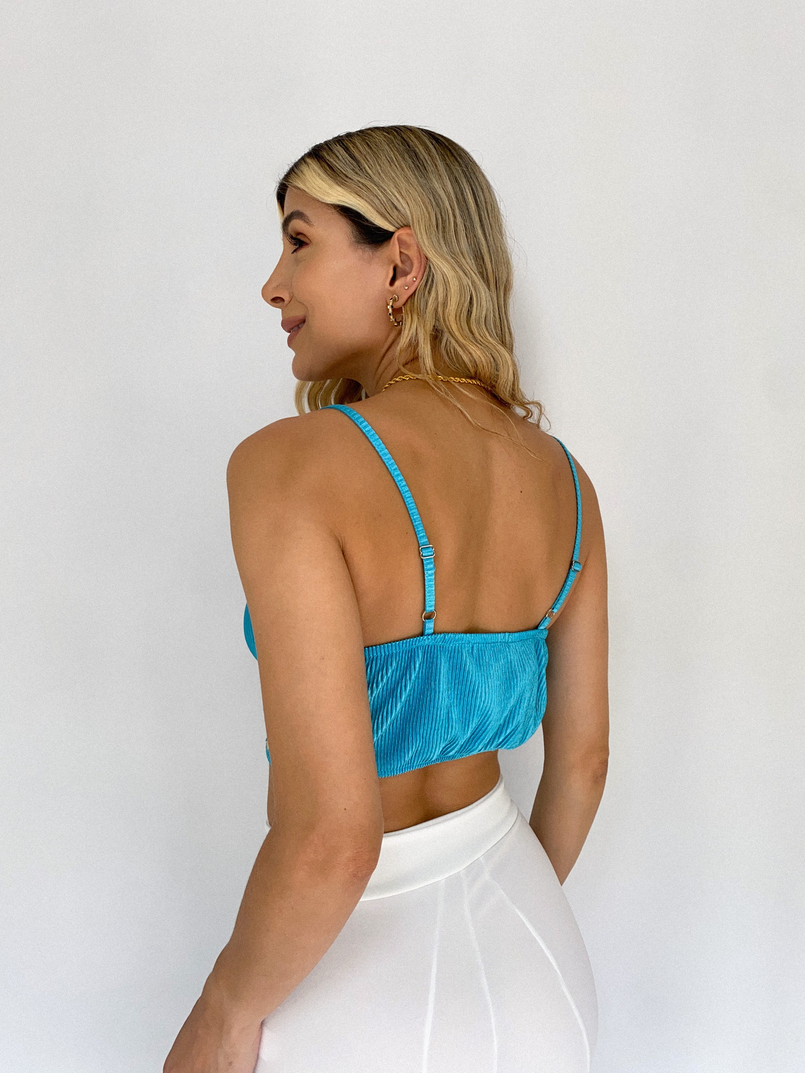 Croptop Tiras Anudado Plizado