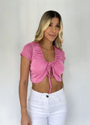 Blusa Manga Corta Cuello Zurcido Escote