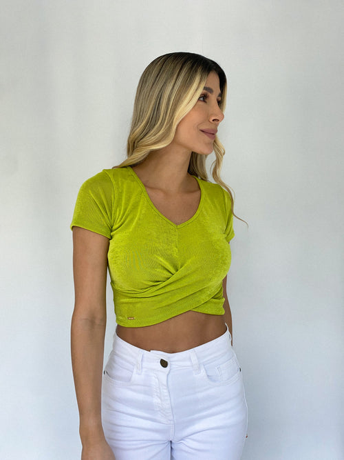 Blusa Manga Corta Cruzada Cuello V