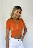 Blusa Manga Corta Cruzada Cuello V