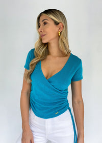 Blusa Manga Corta Cruzada Recogido Later