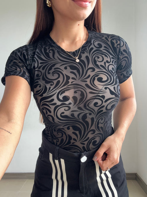 Body Manga Corta Estampado Mayatex