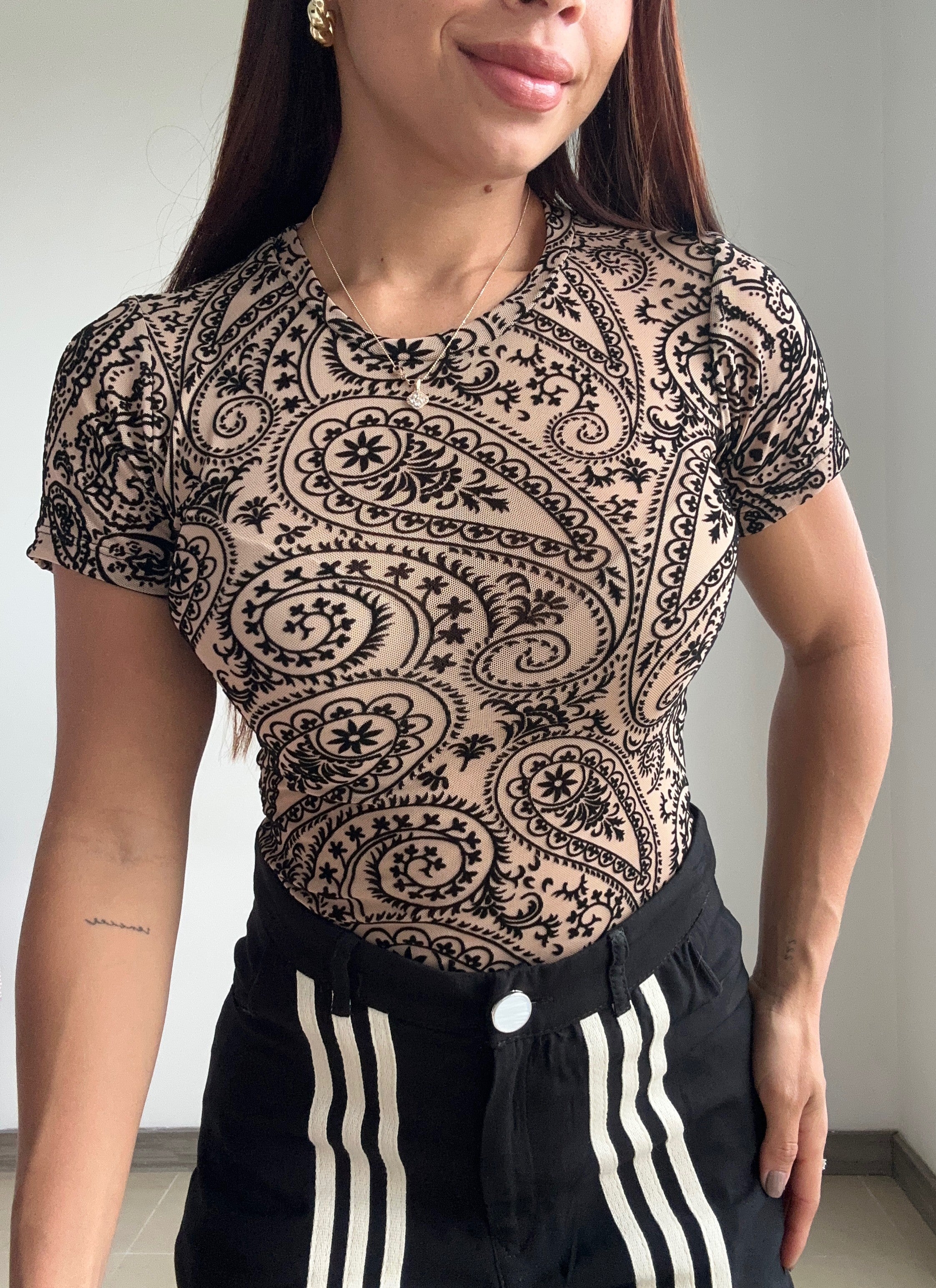 Body Manga Corta Estampado Mayatex