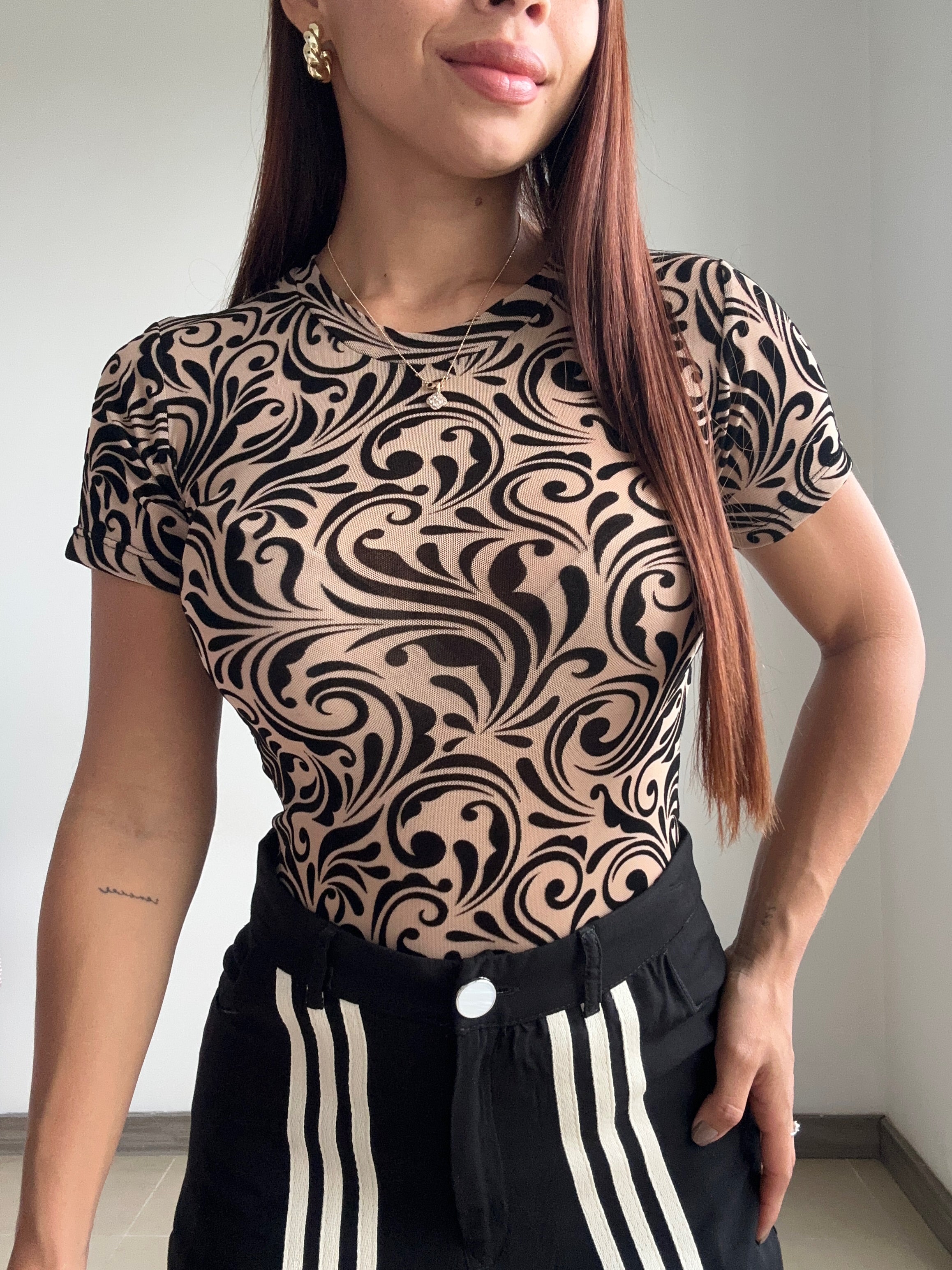Body Manga Corta Estampado Mayatex