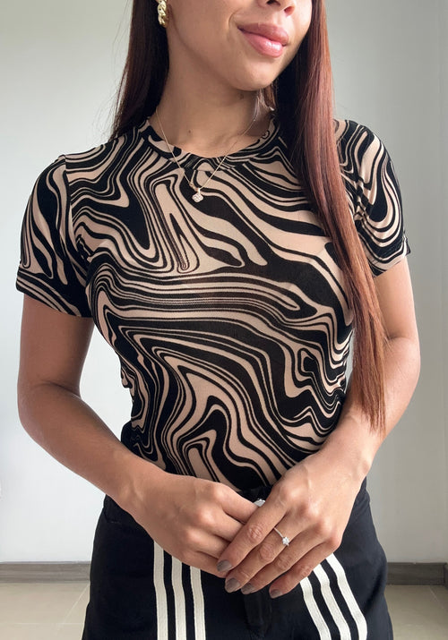 Body Manga Corta Estampado Mayatex