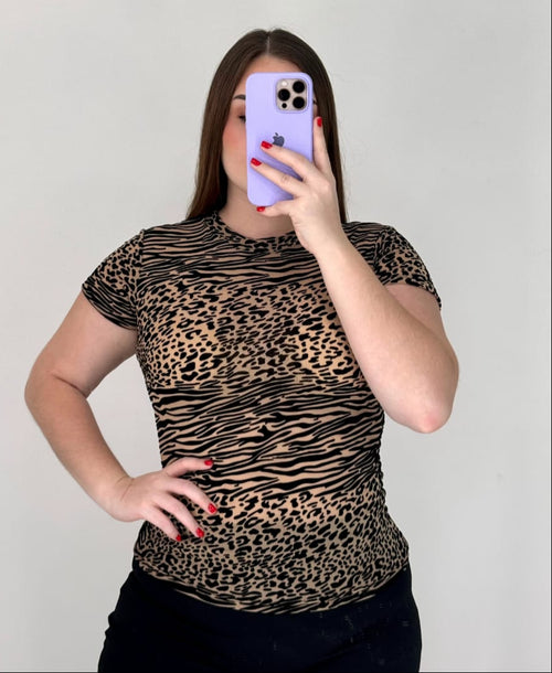 Blusa Manga Corta Plus Mayatex Estampado