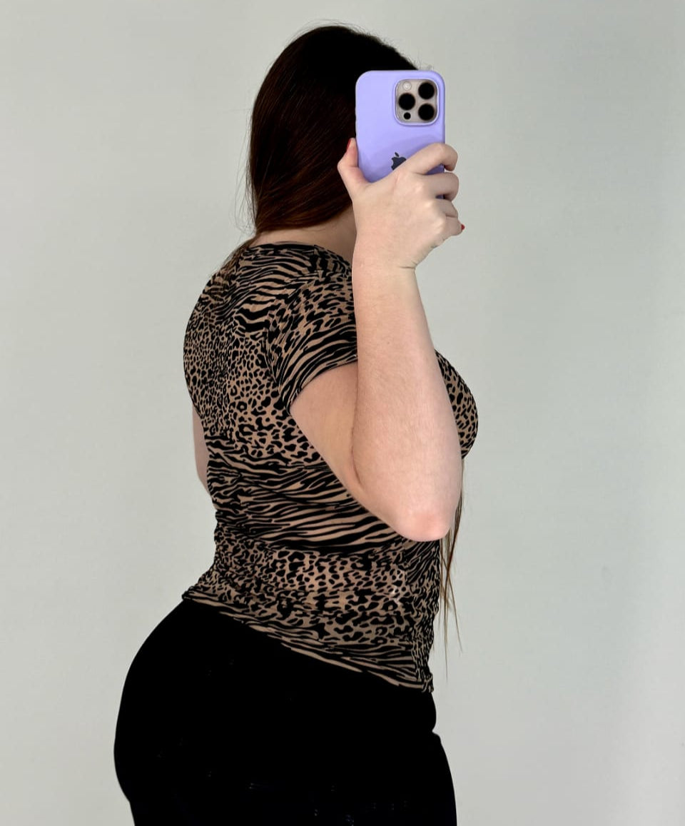 Blusa Manga Corta Plus Mayatex Estampado