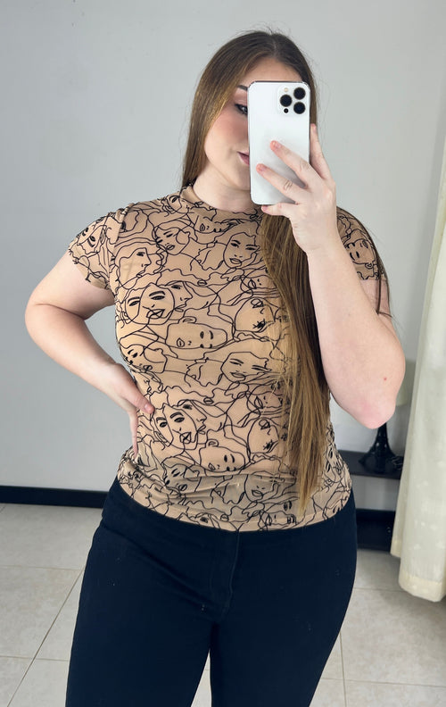 Blusa Manga Corta Plus Mayatex Estampado