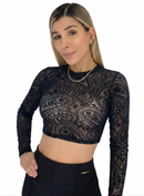 Blusa Corta Mayatex Grabado Manga Larga