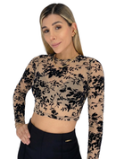 Blusa Corta Mayatex Grabado Manga Larga