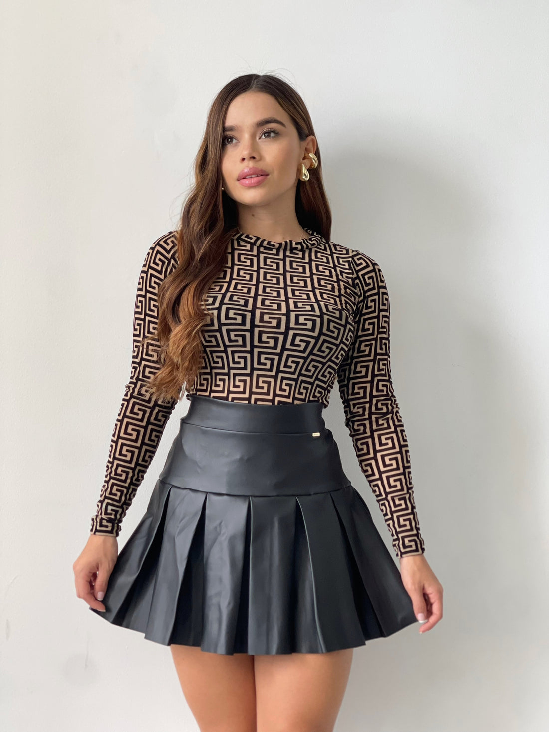 Body Manga Larga Cuello Alto Grabado Mayatex