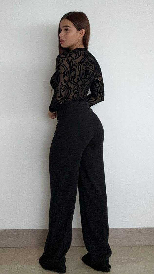 Body Manga Larga Cuello Alto Grabado