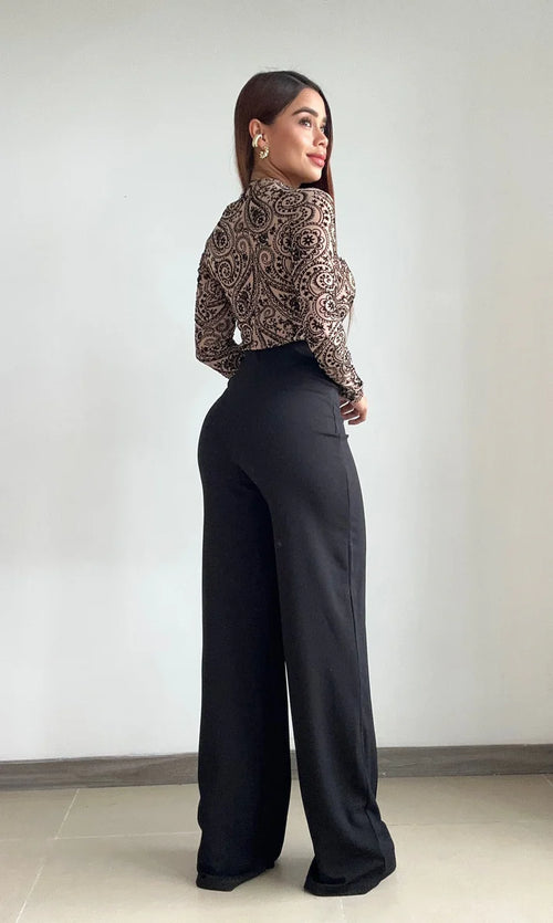 Body Manga Larga Cuello Alto Grabado