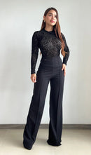 Body Manga Larga Cuello Alto Grabado