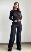 Body Manga Larga Cuello Alto Grabado