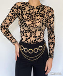 Body Manga Larga Cuello Alto Grabado