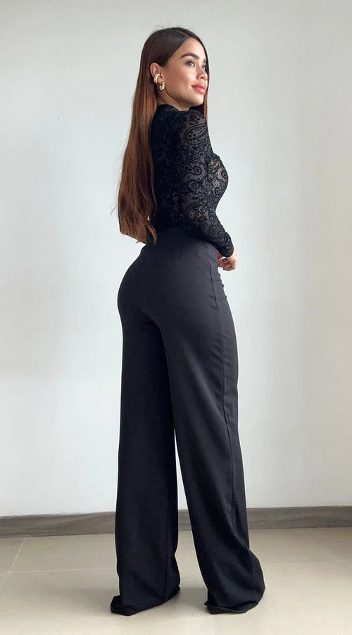 Body Manga Larga Cuello Alto Grabado