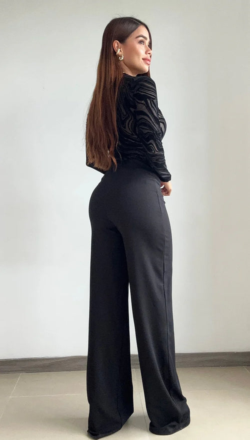 Body Manga Larga Cuello Alto Grabado