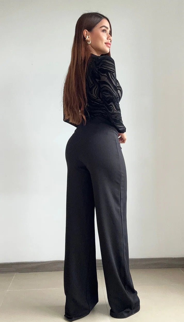 Body Manga Larga Cuello Alto Grabado