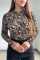 Body Manga Larga Cuello Alto Grabado