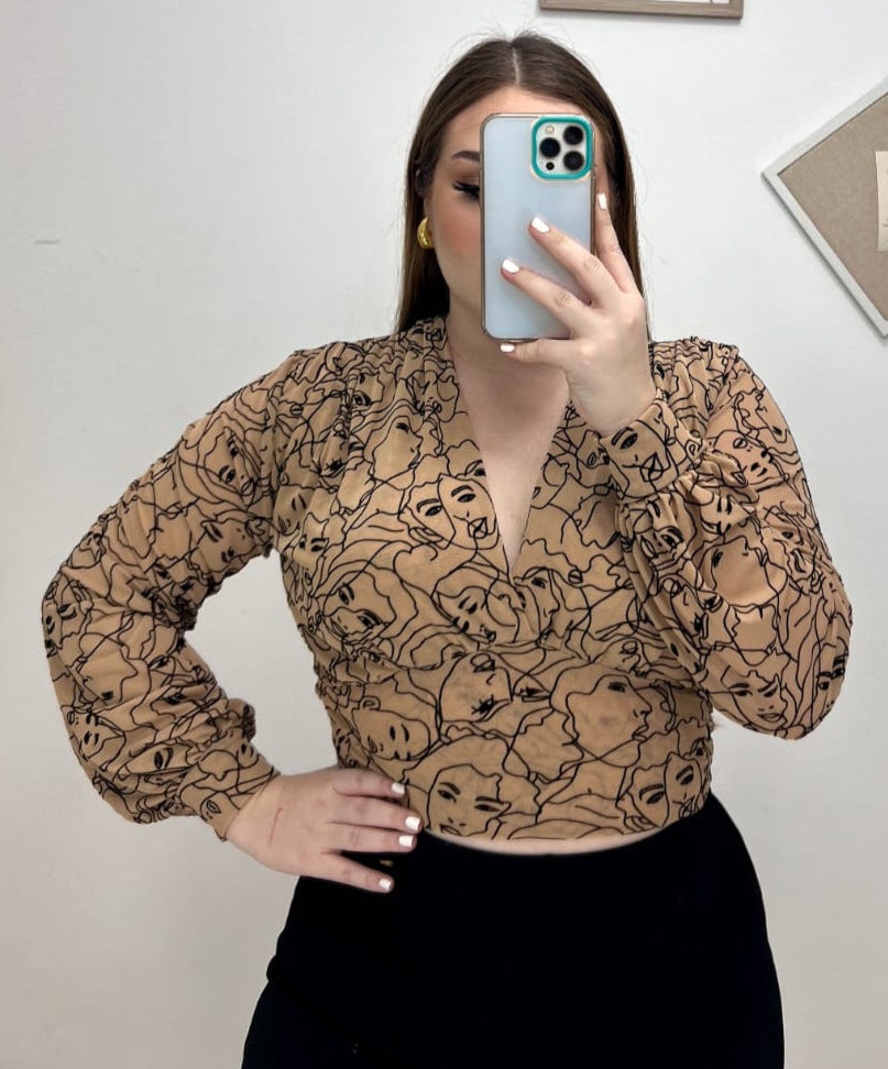 Blusa Mayatex Corta Manga Larga Estampad