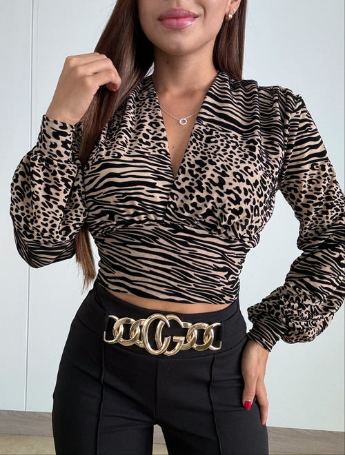 Blusa Mayatex Corta Manga Larga Estampad