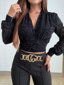 Blusa Mayatex Corta Manga Larga Estampad