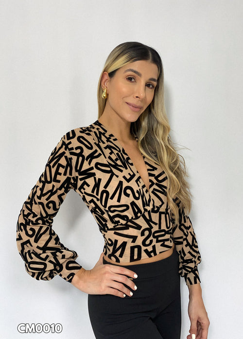 Blusa Mayatex Corta Manga Larga Estampad
