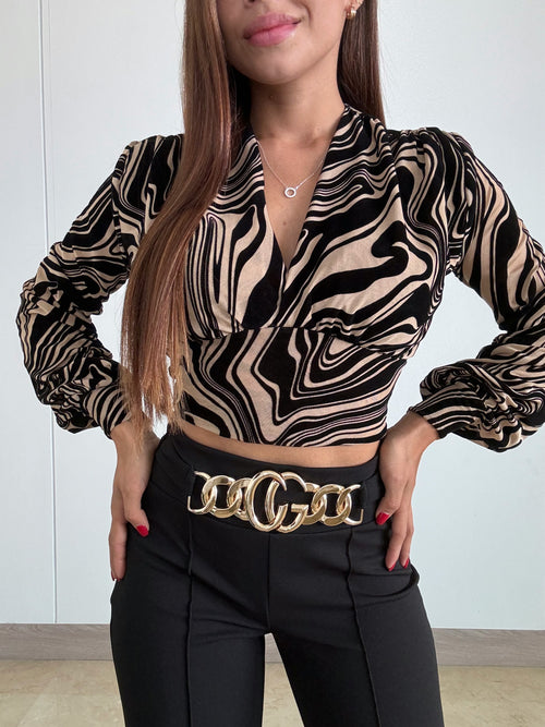 Blusa Mayatex Corta Manga Larga Estampad