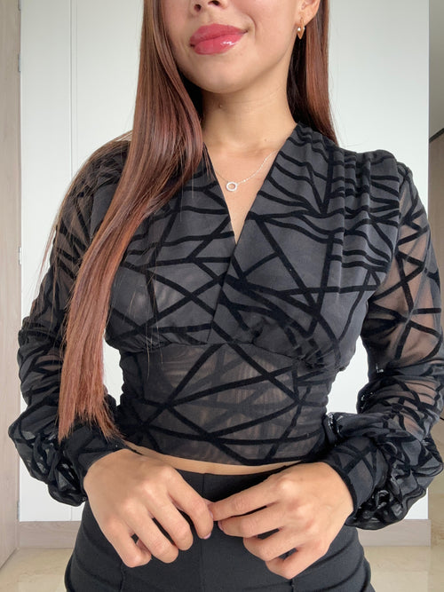 Blusa Mayatex Corta Manga Larga Estampad