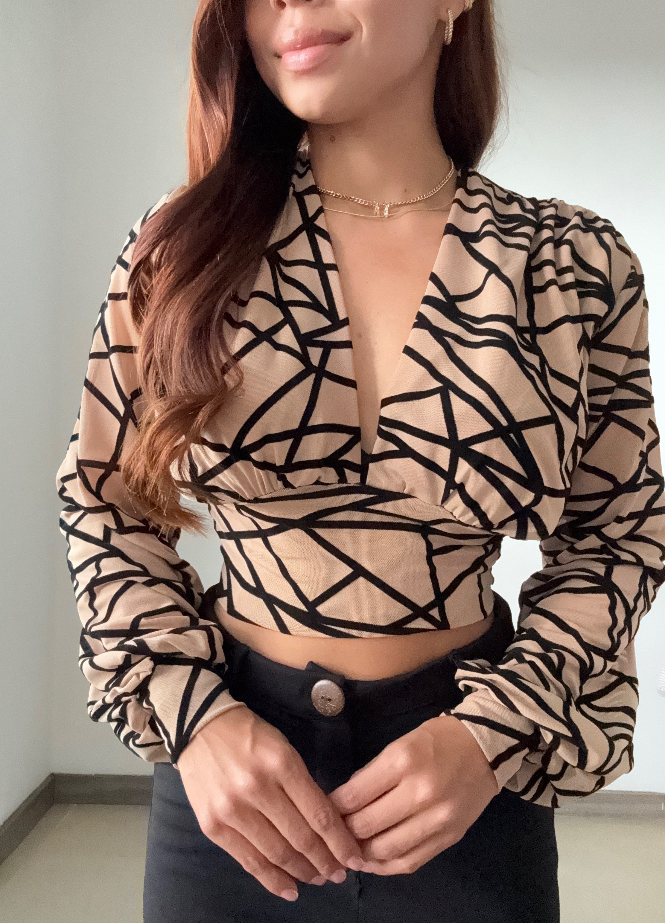 Blusa Mayatex Corta Manga Larga Estampad