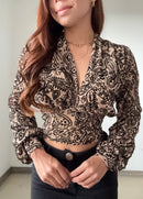 Blusa Mayatex Corta Manga Larga Estampad