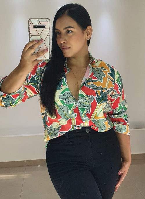Camisera Manga Larga Estampada Plus