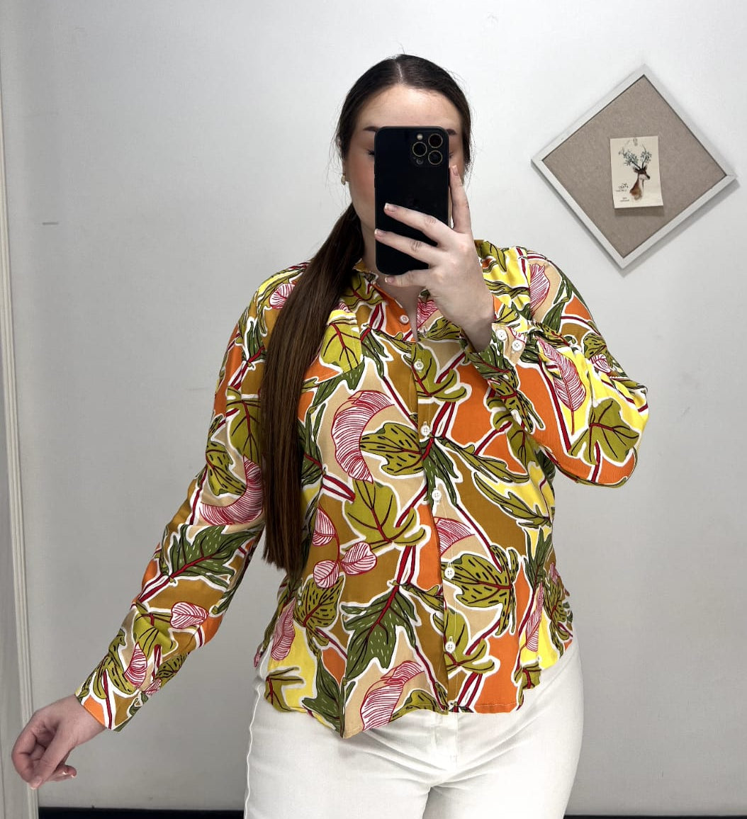 Camisera Manga Larga Estampada Plus