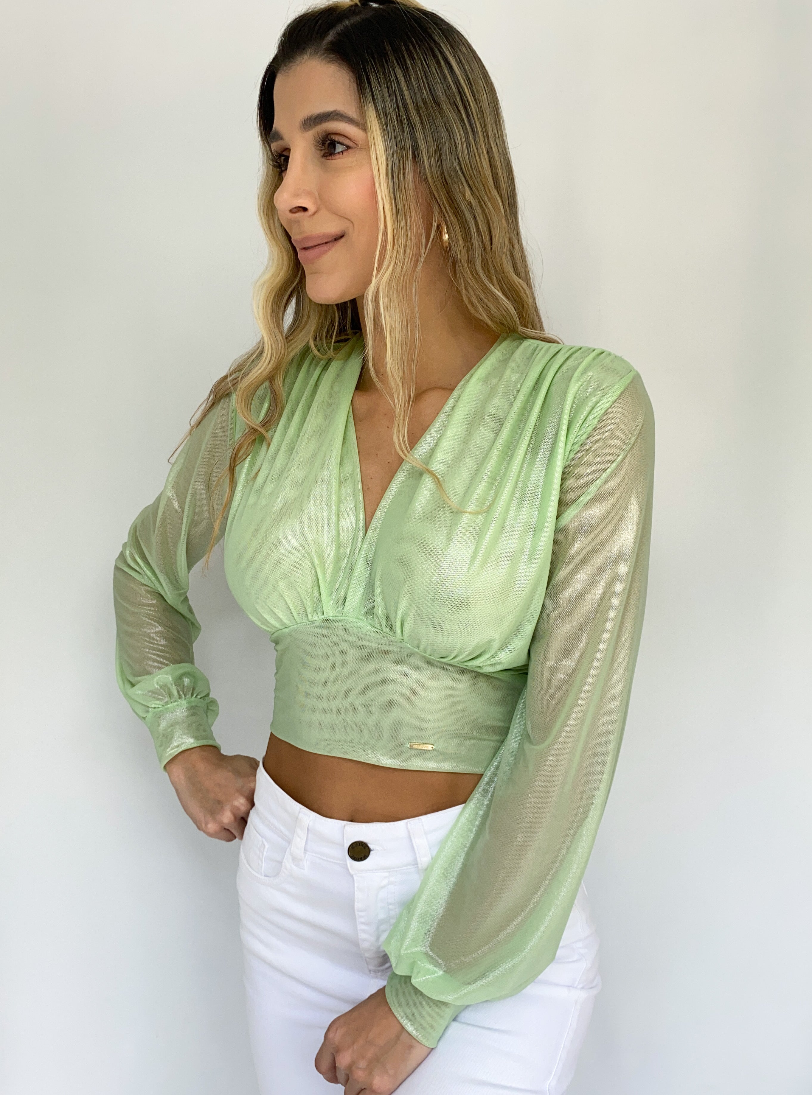 Blusa Fajon Manga Largo Brillo