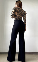 Body Manga Larga Cuello V Estampado