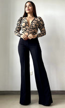 Body Manga Larga Cuello V Estampado