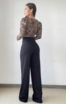 Body Manga Larga Cuello V Estampado