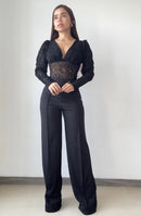 Body Manga Larga Cuello V Estampado