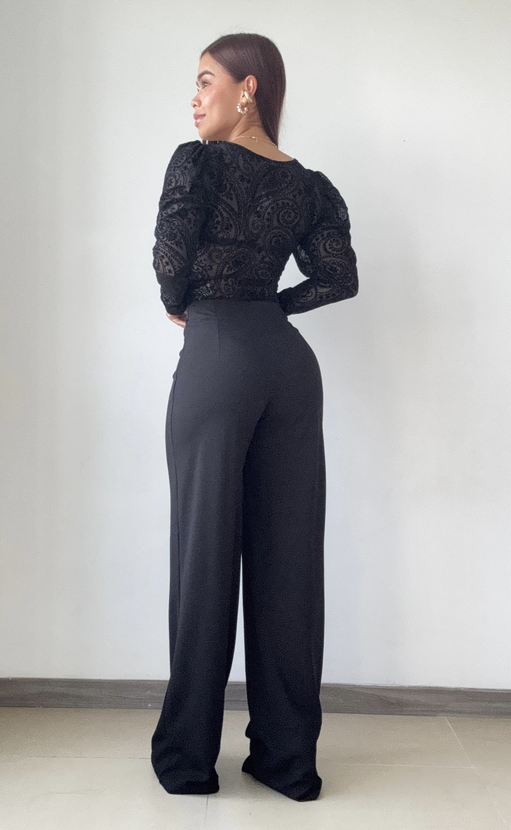 Body Manga Larga Cuello V Estampado