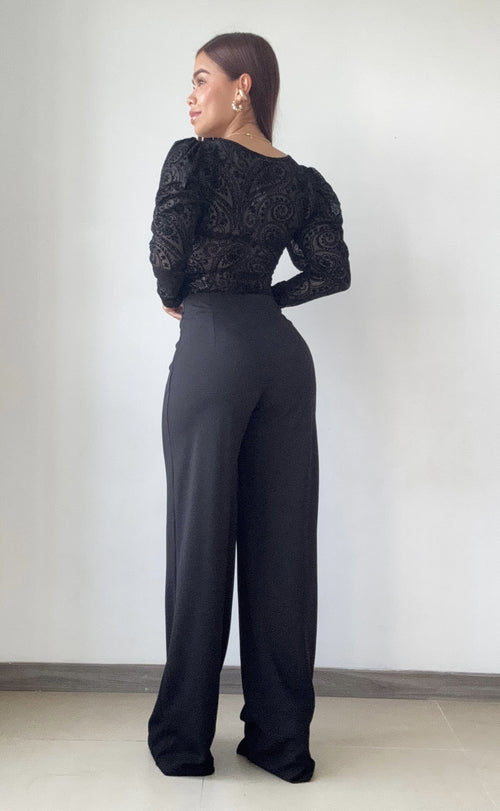 Body Manga Larga Cuello V Estampado