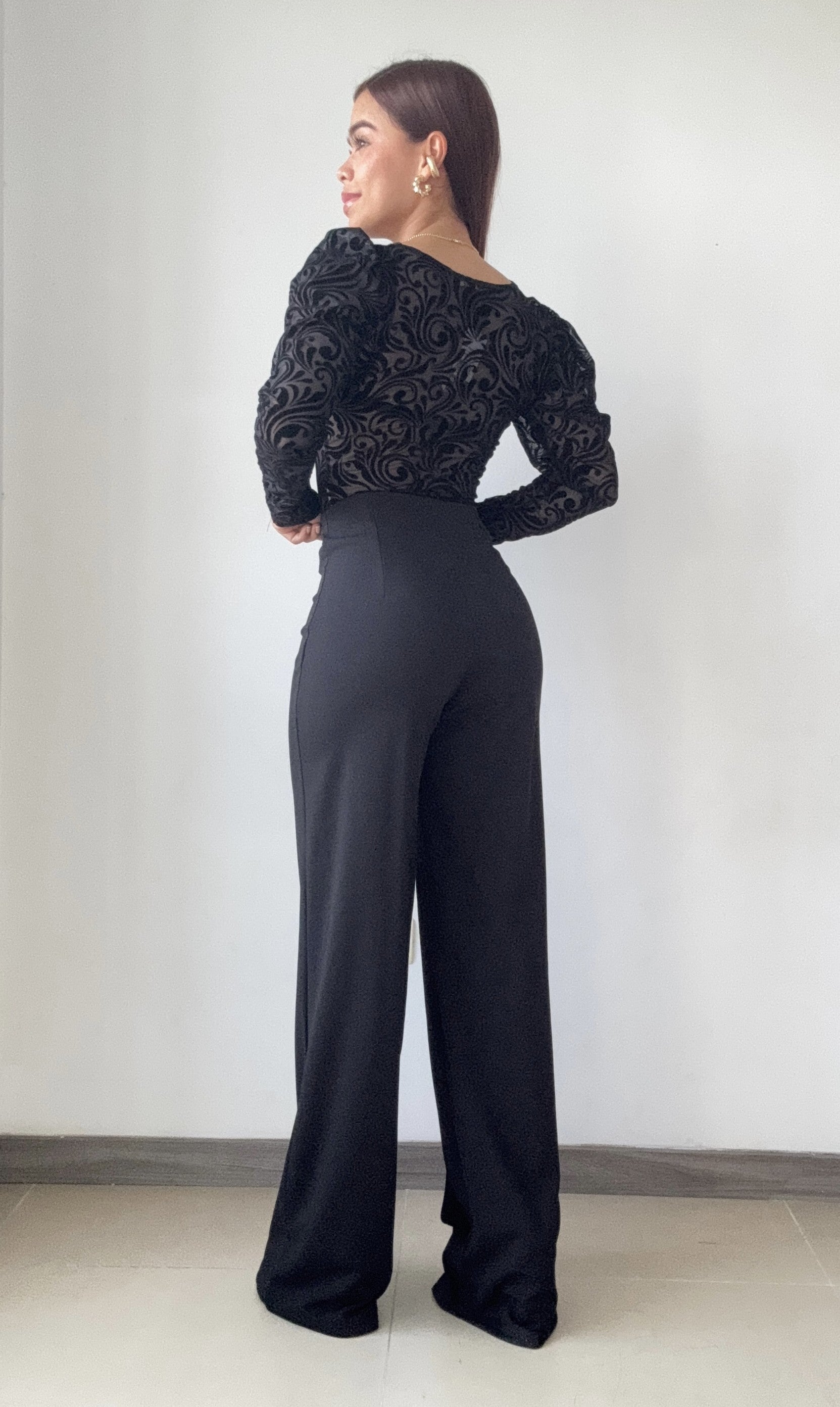 Body Manga Larga Cuello V Estampado